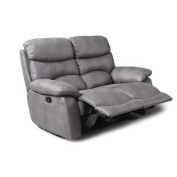 Canapé 2 places relax manuel - Tissu Gris - L 152 x P 92 x H 107 cm - SOBRAL