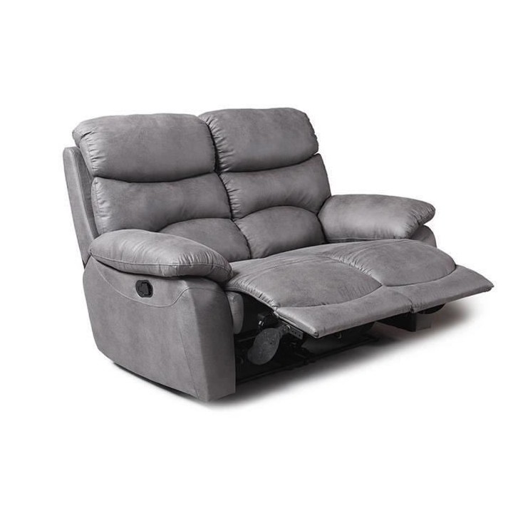 Canapé 2 places relax manuel - Tissu Gris - L 152 x P 92 x H 107 cm -