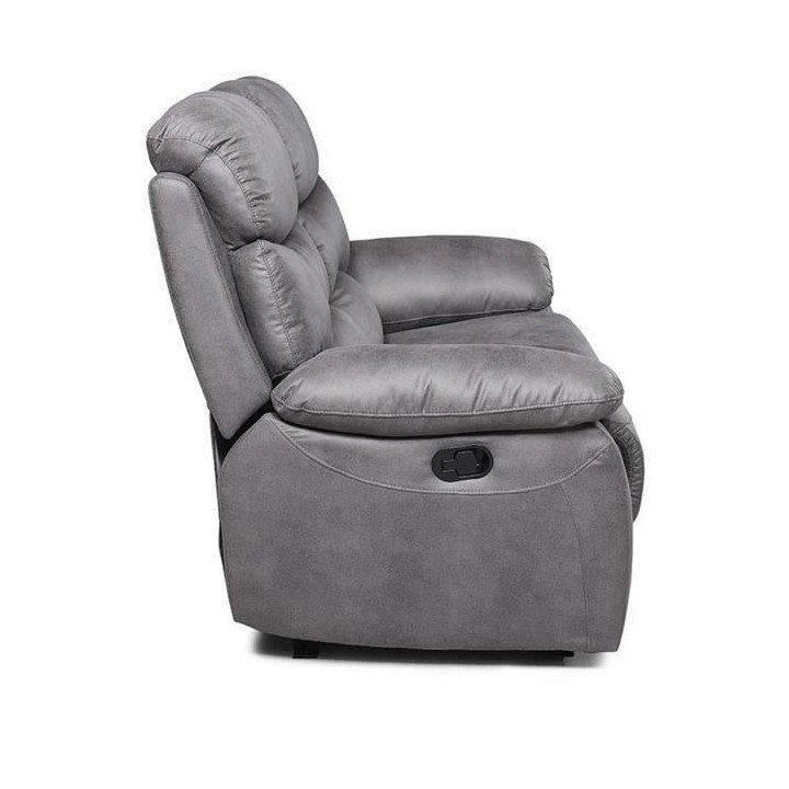 Canapé 2 places relax manuel - Tissu Gris - L 152 x P 92 x H 107 cm -