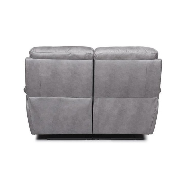 Canapé 2 places relax manuel - Tissu Gris - L 152 x P 92 x H 107 cm -