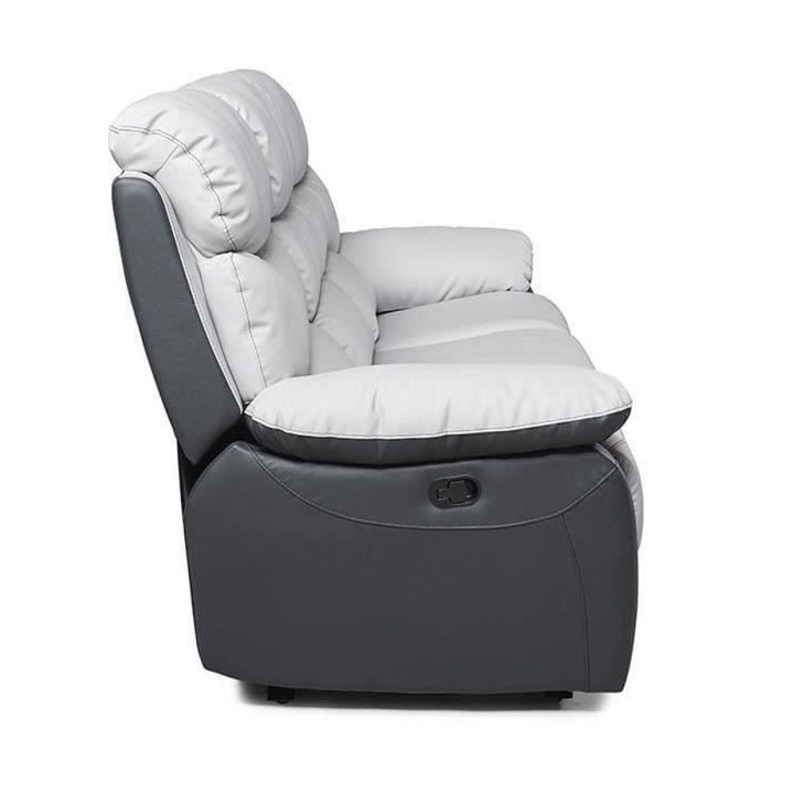 Canapé 3 places relax manuel - Simili Gris clair et Gris foncé - L 2