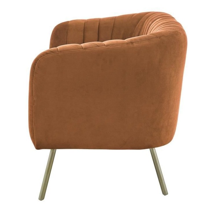 Canapé rétro 2 places - Velours Terra cotta et structure bois massif