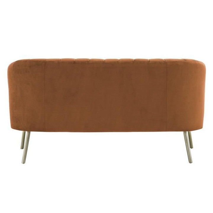 Canapé rétro 2 places - Velours Terra cotta et structure bois massif