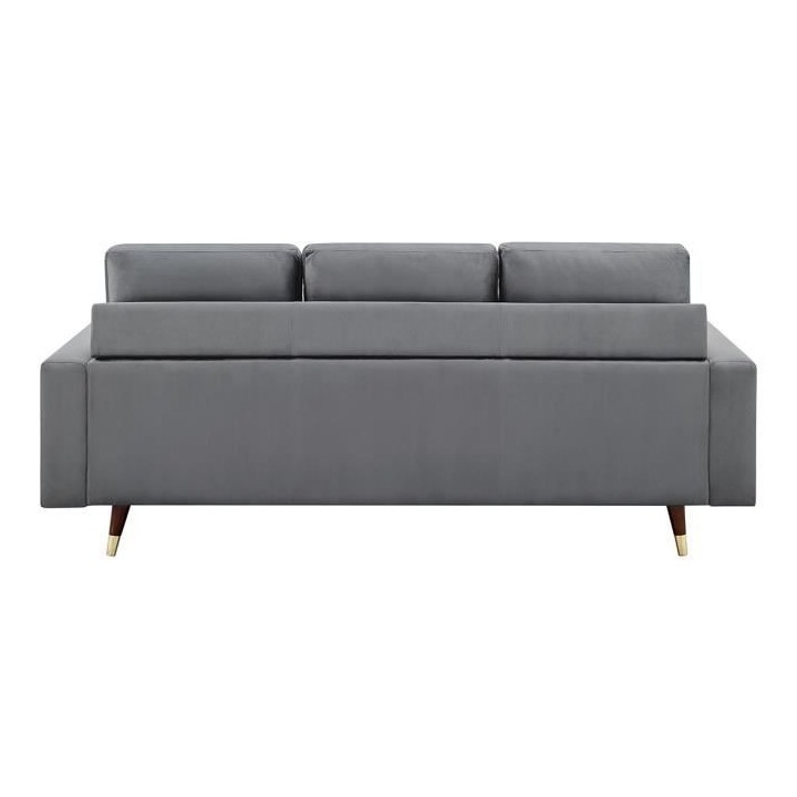 Canapé d'angle fixe réversible - Tissu gris - L 194 x P 139 x H 83 -