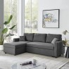 Canapé d'angle réversible et convertible + 2 coussins - Tissu Gris foncé - L 220 x P 148 x H 83 cm - TOM