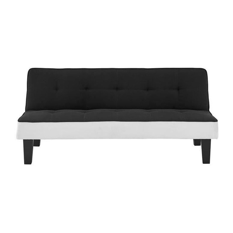 CELIA Banquette Clic-Clac 2 places contemporain capitonné - Tissu noir et blanc - L 168 x P 73 x H 71 cm