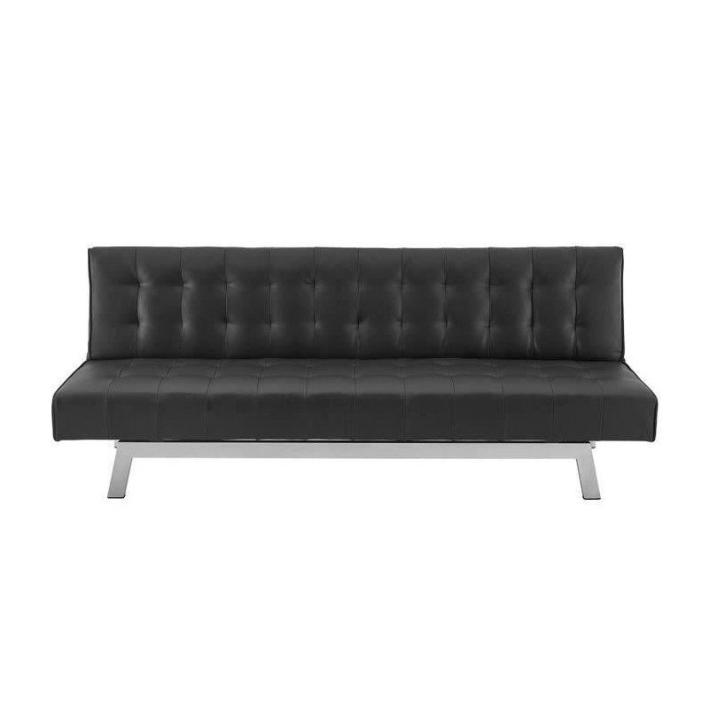 INES Banquette Clic-Clac 3 places contemporain - Simili noir - L 180 x P 74 x H 75 cm