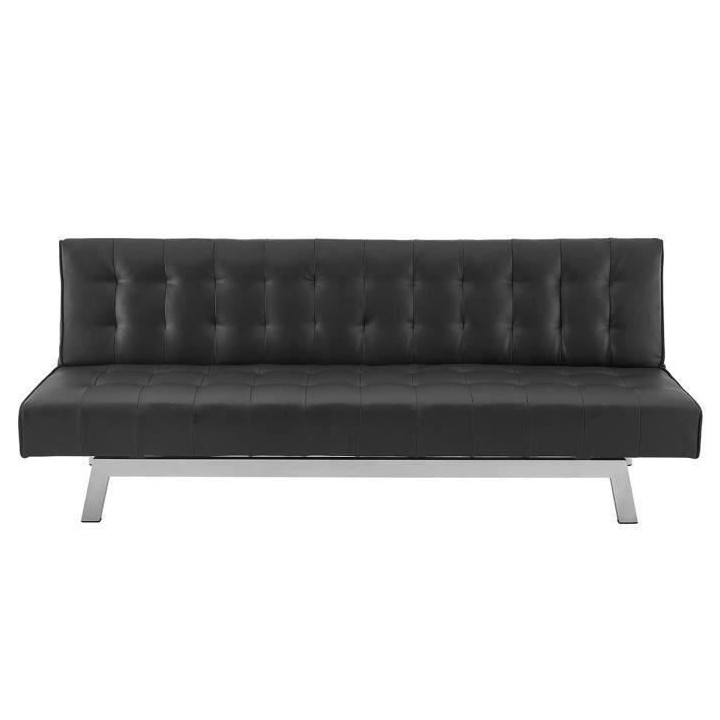 INES Banquette Clic-Clac 3 places contemporain - Simili noir - L 180 x
