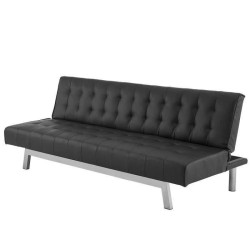 INES Banquette Clic-Clac 3 places contemporain - Simili noir - L 180 x P 74 x H 75 cm