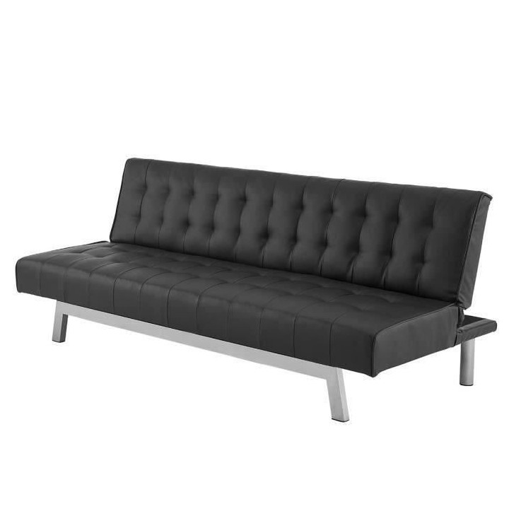 INES Banquette Clic-Clac 3 places contemporain - Simili noir - L 180 x