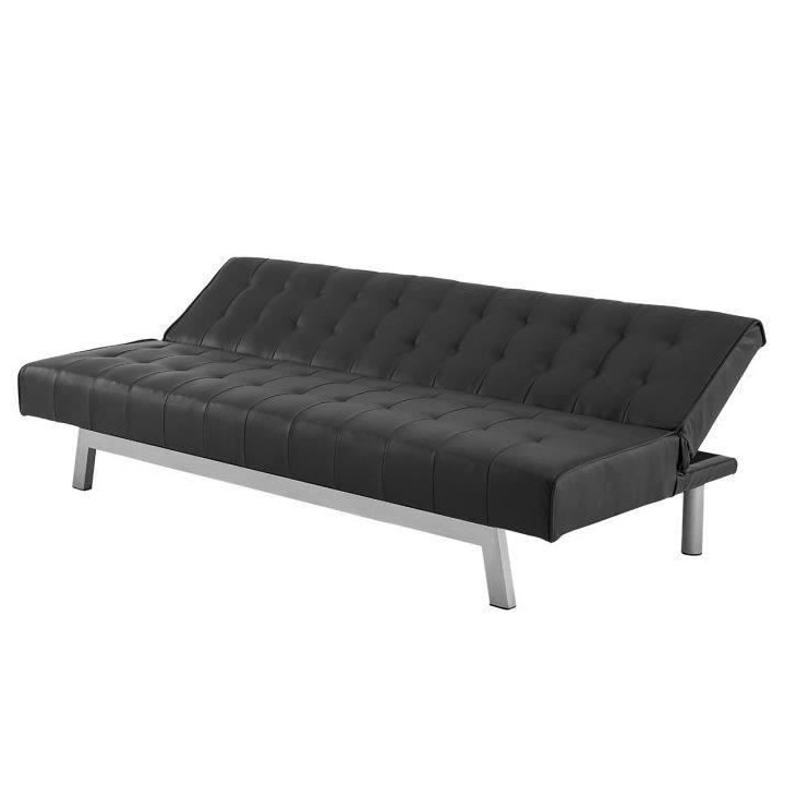 INES Banquette Clic-Clac 3 places contemporain - Simili noir - L 180 x