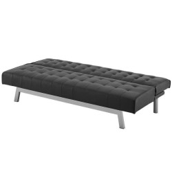 INES Banquette Clic-Clac 3 places contemporain - Simili noir - L 180 x P 74 x H 75 cm