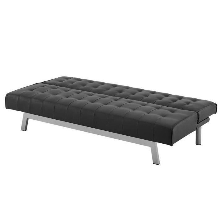INES Banquette Clic-Clac 3 places contemporain - Simili noir - L 180 x