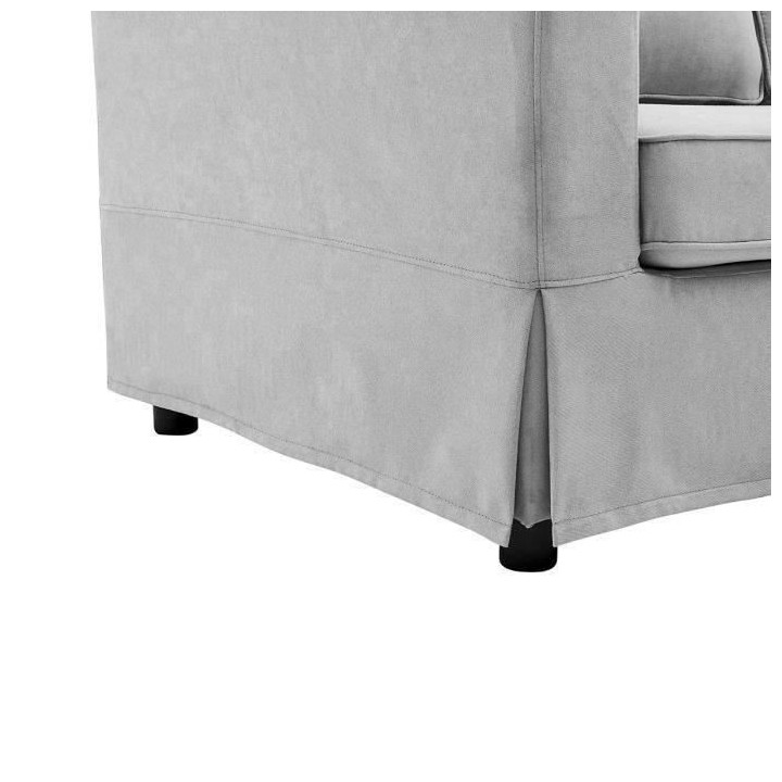 Canapé d'angle droit contemporain 3/4 places - Tissu gris - Pieds en