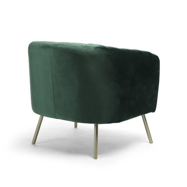 MATHIS Fauteuil rétro - Velours vert, structure en bois massif et pie