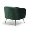 MATHIS Fauteuil rétro - Velours vert, structure en bois massif et pieds dorés - L 79 x P 70 x H 71 cm