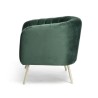 MATHIS Fauteuil rétro - Velours vert, structure en bois massif et pieds dorés - L 79 x P 70 x H 71 cm