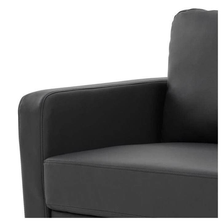 Canapé 2 places - Simili Noir - Style essentiel - L 150 x P 80 x H 85