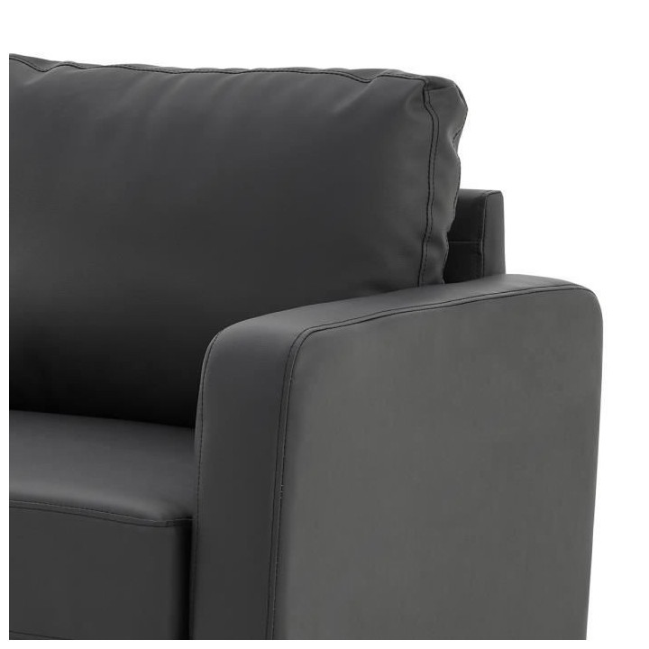 Canapé 2 places - Simili Noir - Style essentiel - L 150 x P 80 x H 85