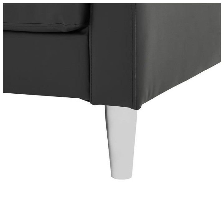 Canapé 2 places - Simili Noir - Style essentiel - L 150 x P 80 x H 85