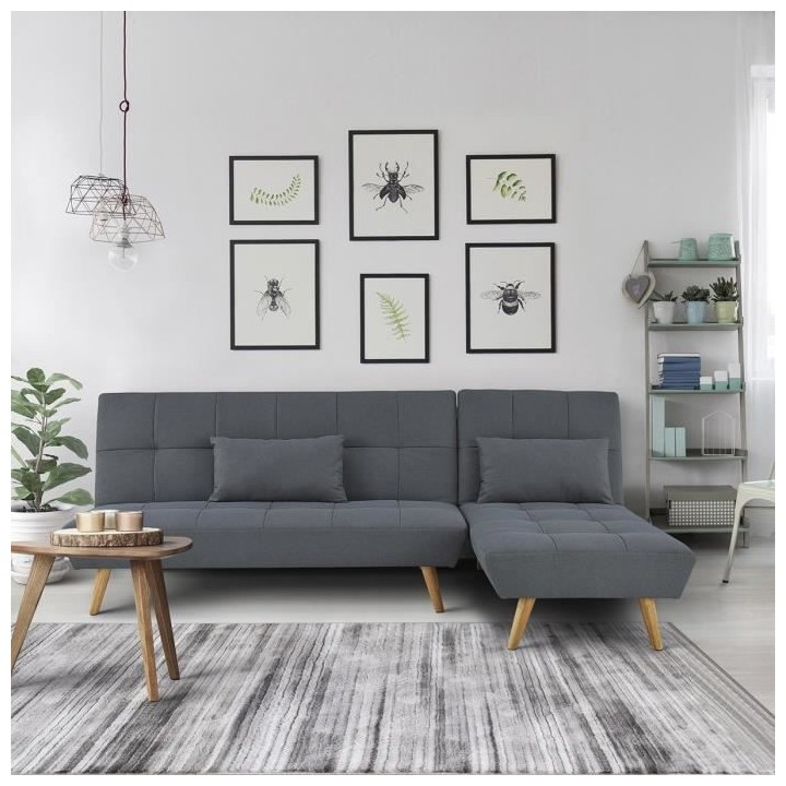 Canapé d'angle Clic-clac réversible 3 places SANDRO -Tissu - Gris fo