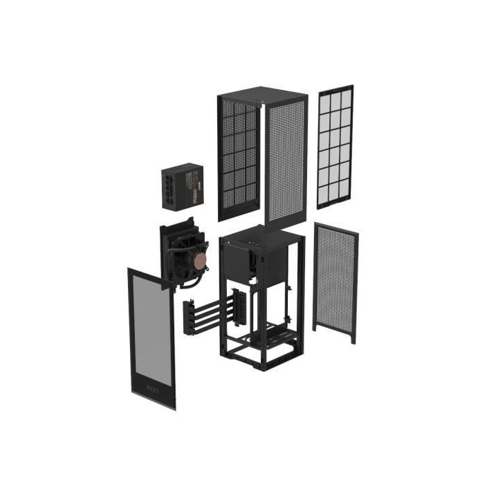 NZXT Boîtier PC H1 Black/Black (small ITX case + PSU 650W + 140mm AIO