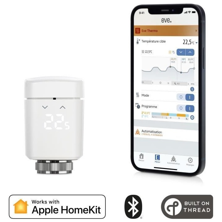 Vanne de radiateur intelligente EVE THERMO - Technologie Apple HomeKit