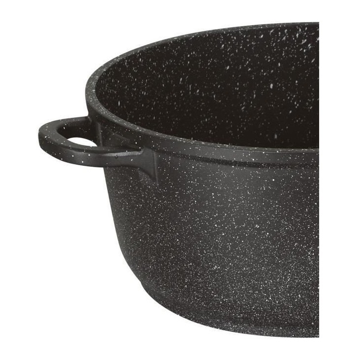 Faitout Ø 36 cm Façon pierre + couvercle en verre + 2 Maniques silic