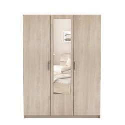 DEMEYERE Ensemble Lit 140x190 cm + Armoire 3 portes + 2 chevets - Décor chene Shannon et - PRICY