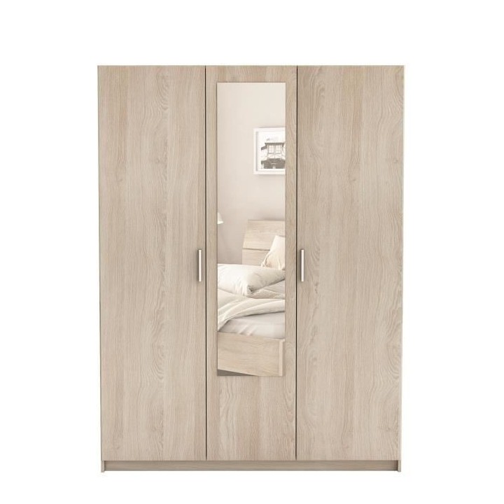 DEMEYERE Ensemble Lit 140x190 cm + Armoire 3 portes + 2 chevets - Déc