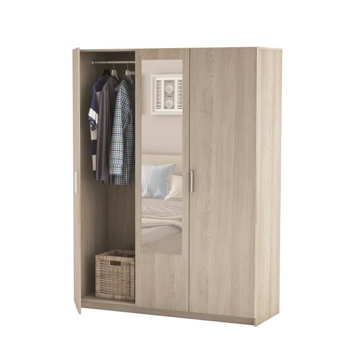 DEMEYERE Ensemble Lit 140x190 cm + Armoire 3 portes + 2 chevets - Déc