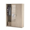 DEMEYERE Ensemble Lit 140x190 cm + Armoire 3 portes + 2 chevets - Décor chene Shannon et - PRICY