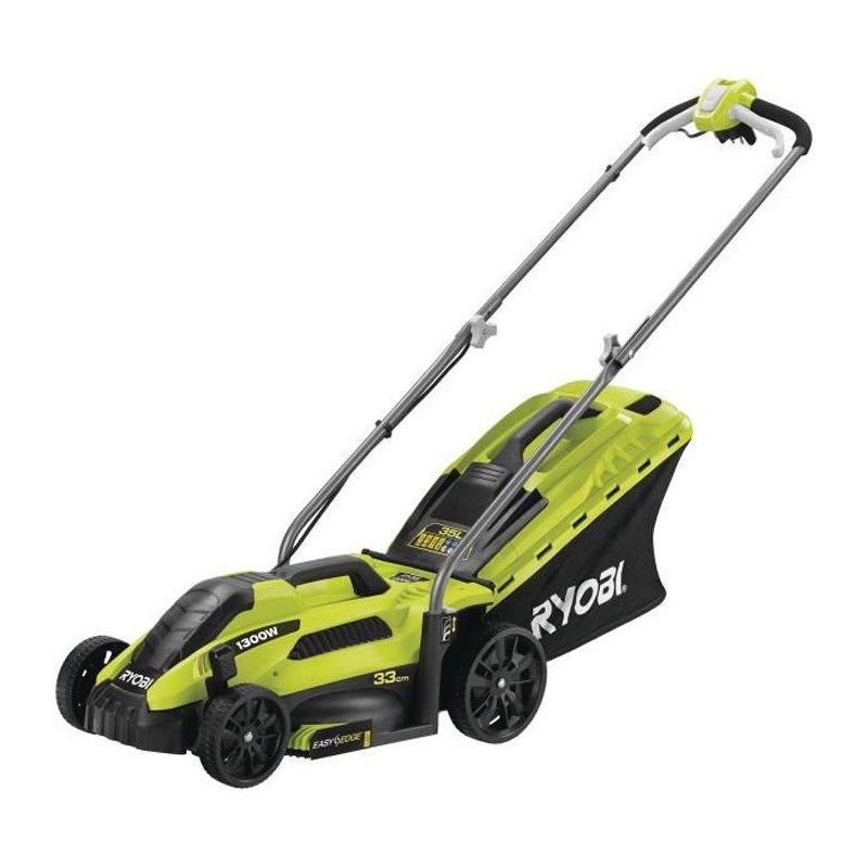 Tondeuse électrique 1300W 33cm de coupe RYOBI RLM13E33S - 5 réglages de hauteur de coupe + Mulching