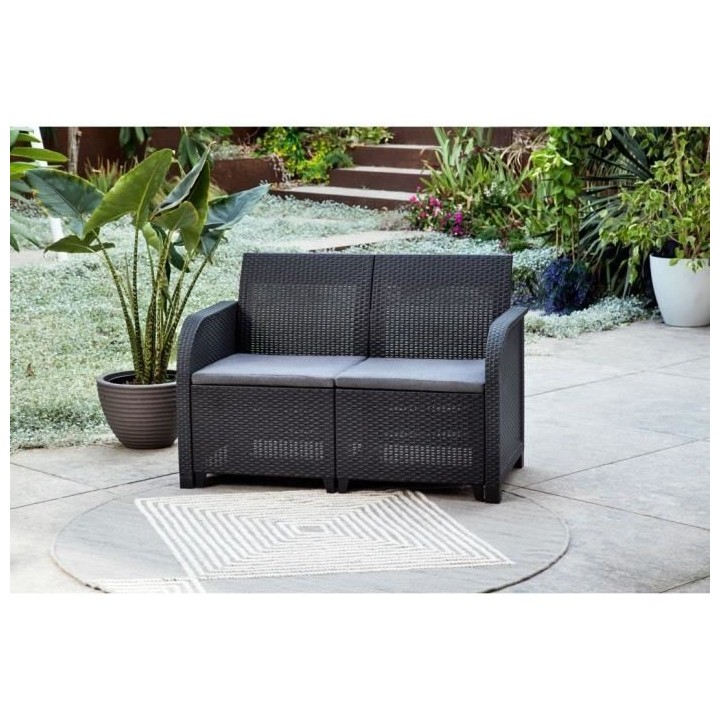 Banquette de jardin - Allibert by KETER - SanRemo - en résine imitati