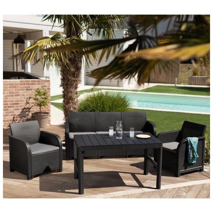 Salon de jardin - en résine aspect rotin tressé - Allibert by KETER