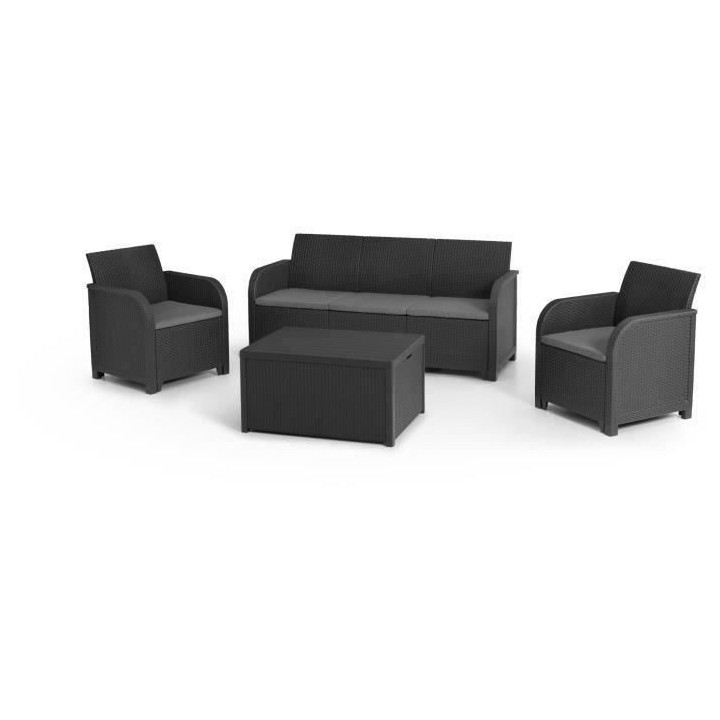 Salon de jardin - en résine imitation rotin tressé - Allibert by KET