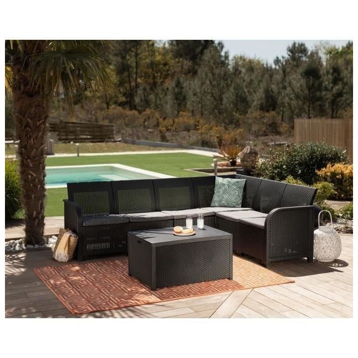 Salon de jardin en imitation résine tressée ALLIBERT avec table bass