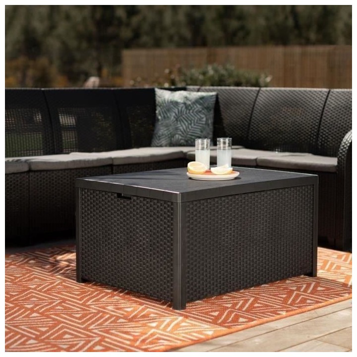 Salon de jardin en imitation résine tressée ALLIBERT avec table bass