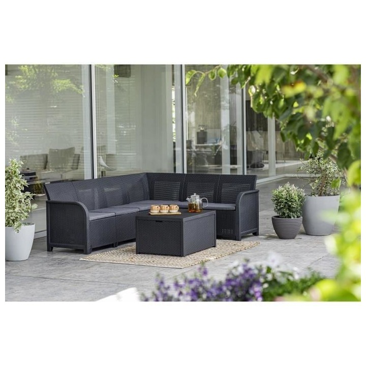 Salon de jardin en imitation résine tressée ALLIBERT avec table bass