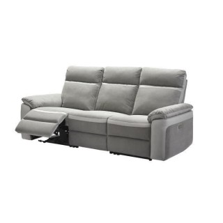 Canapé relaxation électrique - 3 places - Tissu gris et anthracite -