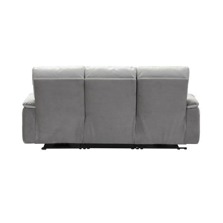 Canapé relaxation électrique - 3 places - Tissu gris et anthracite -