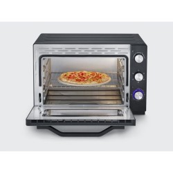 SEVERIN TO 2073 Four posable XXL a Chaleur Tournante 60 L avec pierre a pizza et tournebroche, 2 200 W, Minuteur 120 min, Noir/I