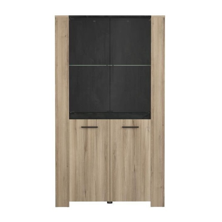 Ensemble Enfilade 4 portes + Vitrine 2 portes + Table L 170 cm SHEFFIE