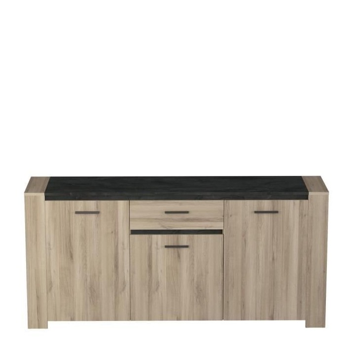 Ensemble Enfilade 4 portes + Vitrine 2 portes + Table L 170 cm SHEFFIE