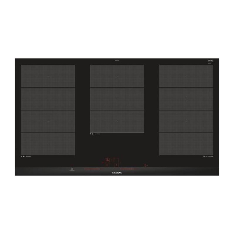 SIEMENS EX975LXC1F Plaque de cuisson induction - 5 zones - 11100 W max - L 91,2 x P 52 cm - Revetement verre - Noir - Profil ino