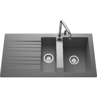 EWI Evier cuisine a encastrer 1,5 bac + 1 égouttoir Soledad - Résine