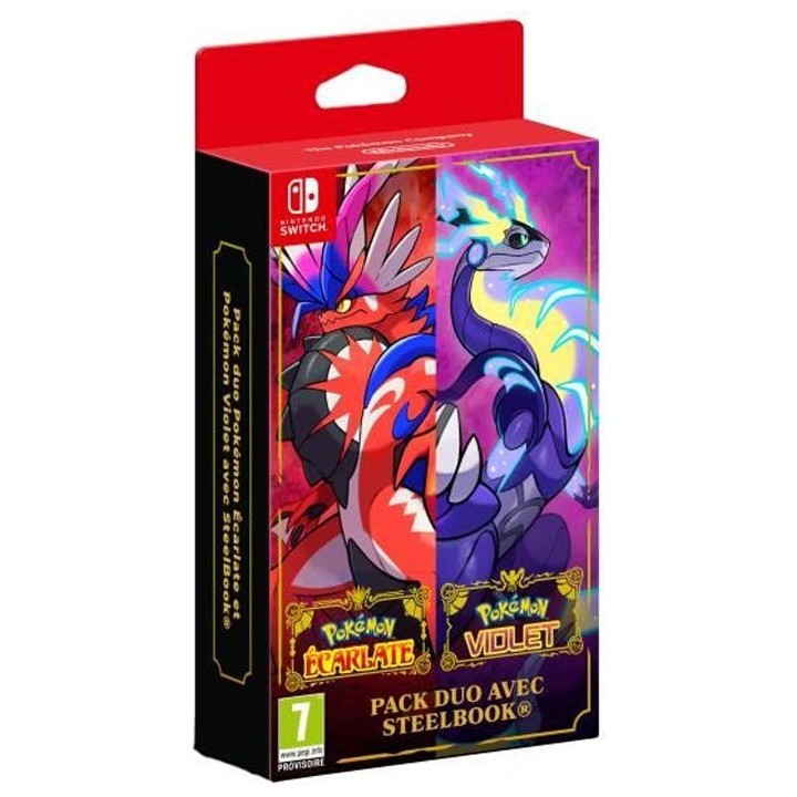 Pack Duo Pokémon Écarlate et Pokémon Violet avec Steelbook - Jeu Ni