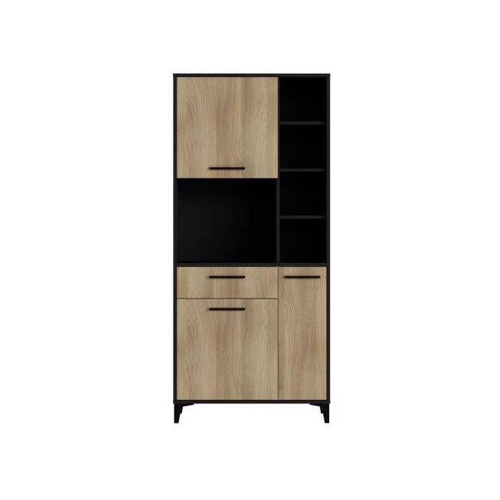 Buffet haut de cuisine ECO - 3 portes et 1 tiroir - Mélamine chene et