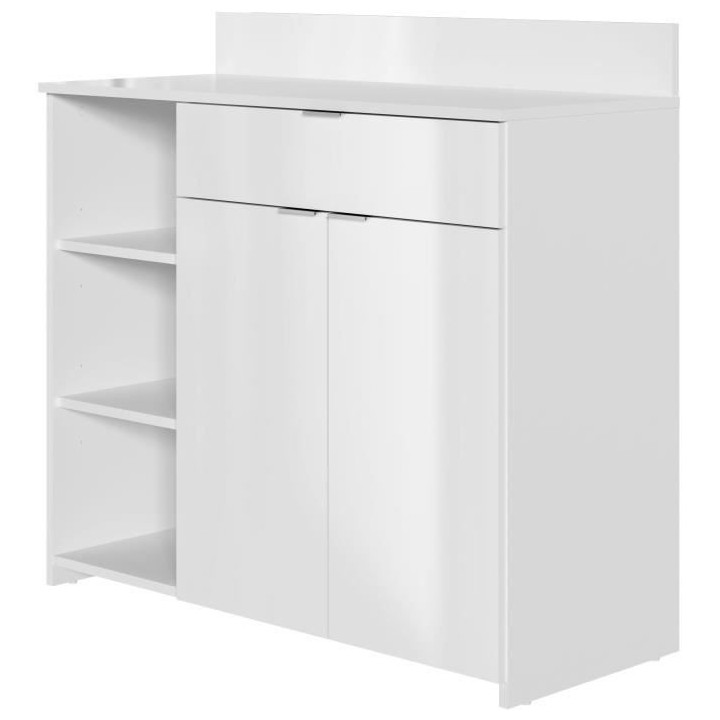 Buffet Cuisine - 2 portes + 1 tiroir - Mélaminé blanc - L 100 x P 42