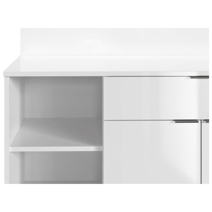 Buffet Cuisine - 2 portes + 1 tiroir - Mélaminé blanc - L 100 x P 42